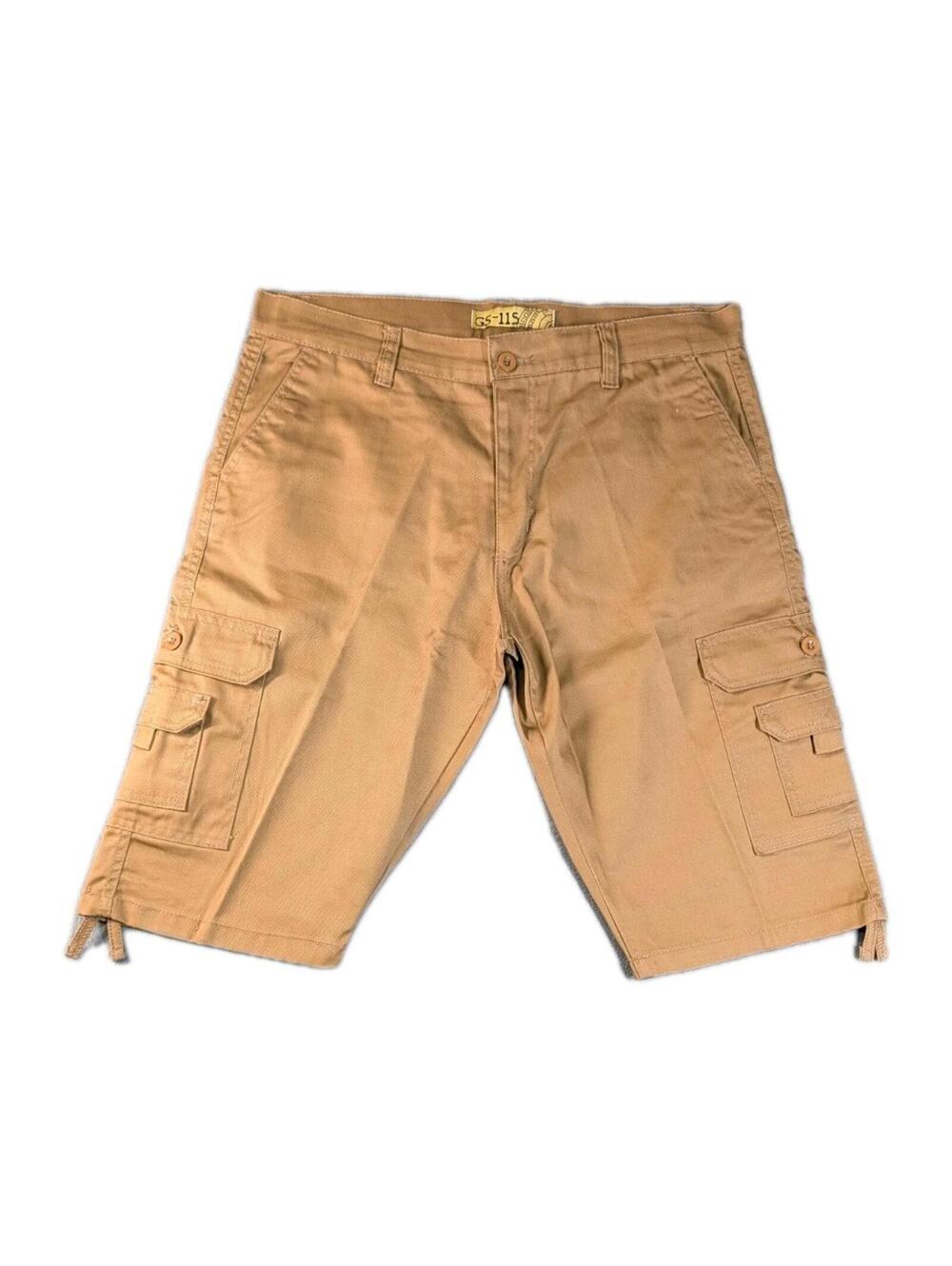 Gs115 Y2K Mens 36 Brown Cargo Shorts Streetwear Utility Casual Workwear Cotton